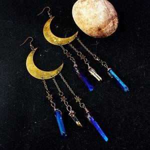 Moon and Crystal Earrings